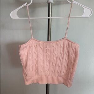 Brandy Melville Pink Cable Knit Crop Top – 100% Cotton – One Size